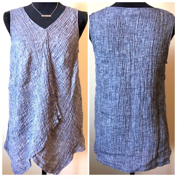 J. Jill Tops - J. Jill Pure Indigo Linen Asymmetrical Tunic Tank